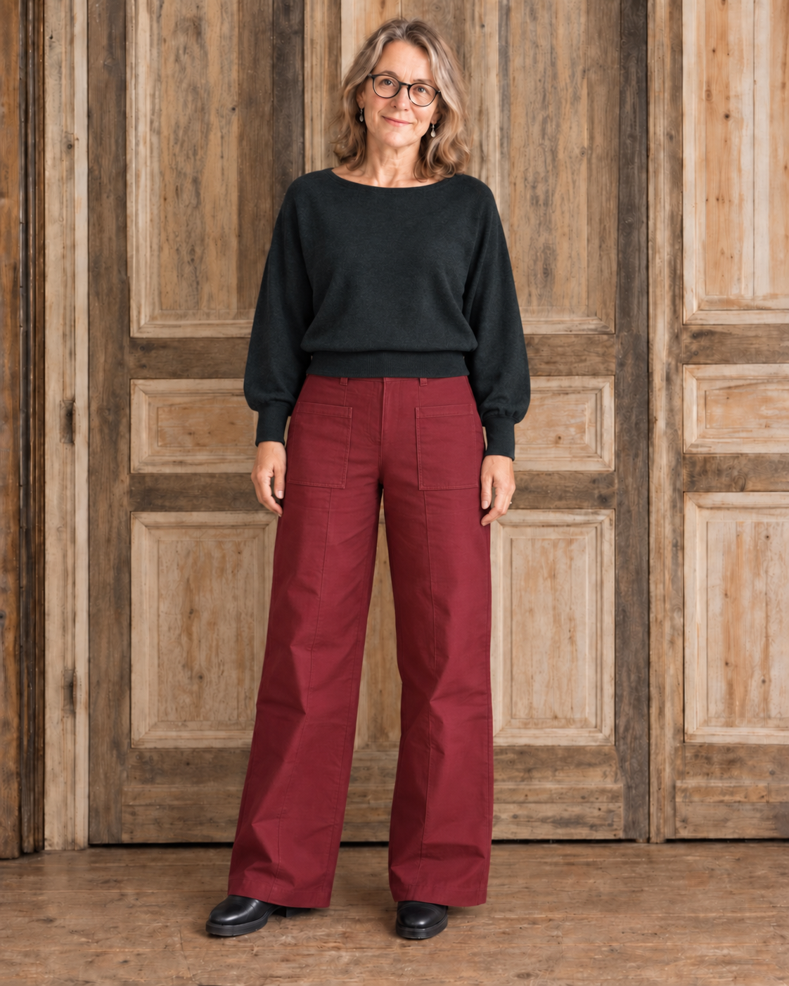 HeArt - Broek Triangle ns viscose -Rood donkerrood