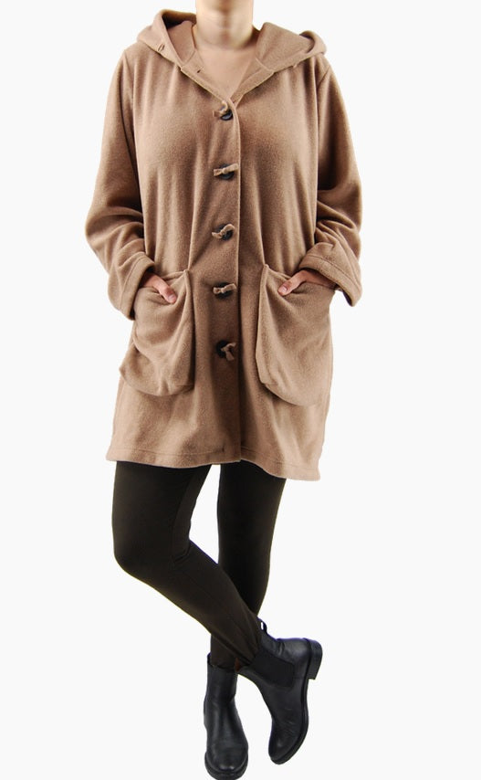 Boris - Uni kleur 3/4 Vest met capuchon en loshangende zakken fleece mêlee - nr. 1100.1 tussenjas