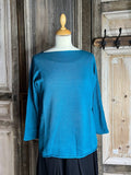 ORIENTIQUE - Gebreide top lange mouw - Teal - Maat 38*
