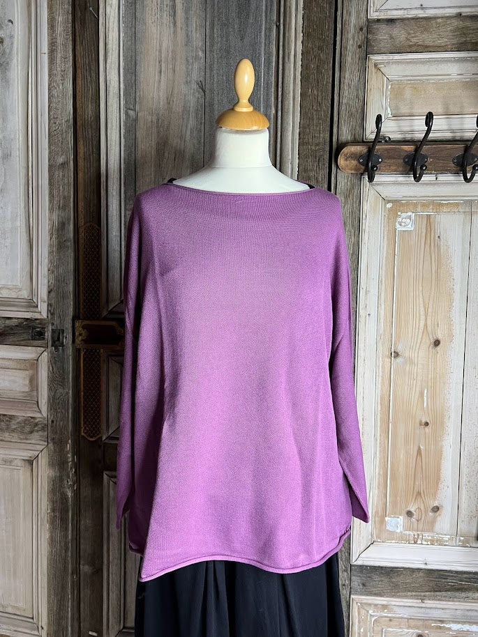 ORIENTIQUE - Gebreide top lange mouw - Mouve*