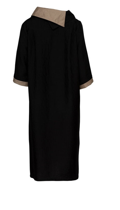 E-Avantgarden - Jurk 2 kleurige kraag - Black/Taupe - Maat M en L
