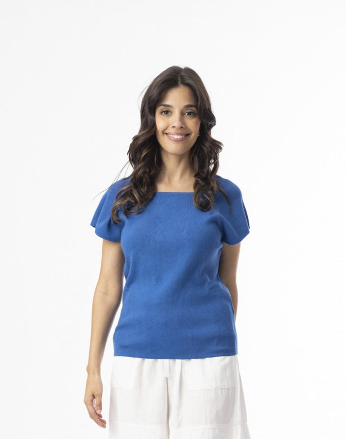ORIENTIQUE - Katoen truitje vierkante hals #1318 - Blue