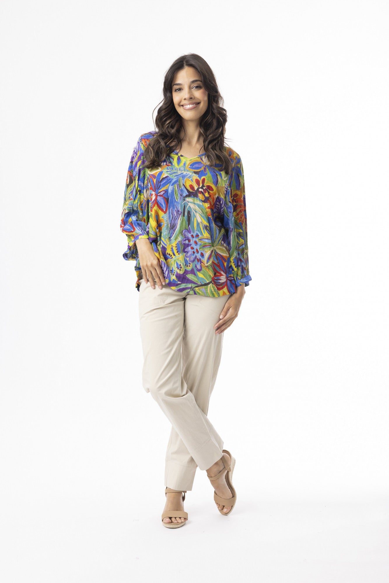 ORIENTIQUE - Zapallar Top V hals - Print