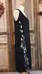 Alembika - Mouwloze Jurk - Black White - Maat 2