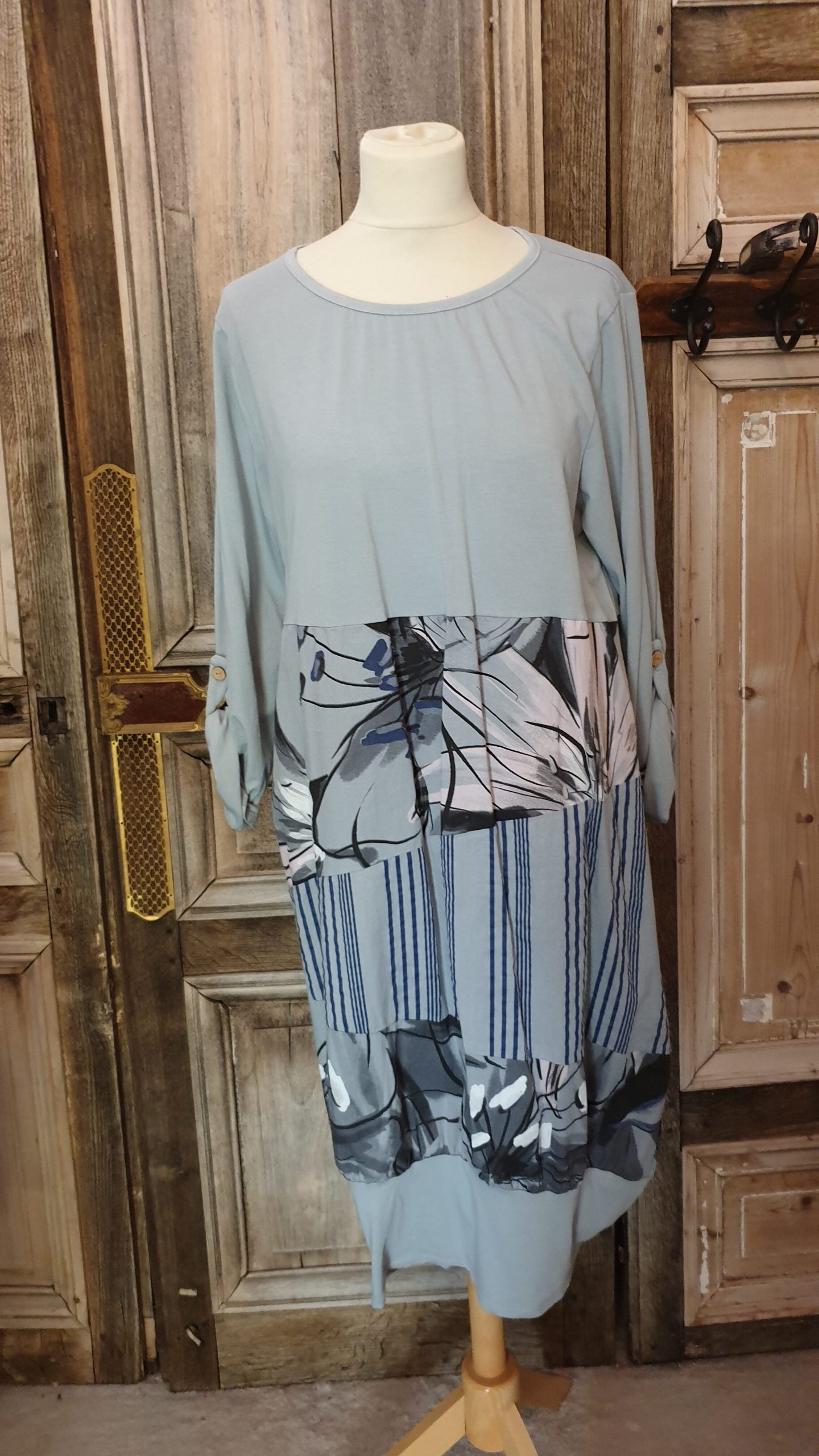BB Style - Jurk viscose print - lichtgrijs