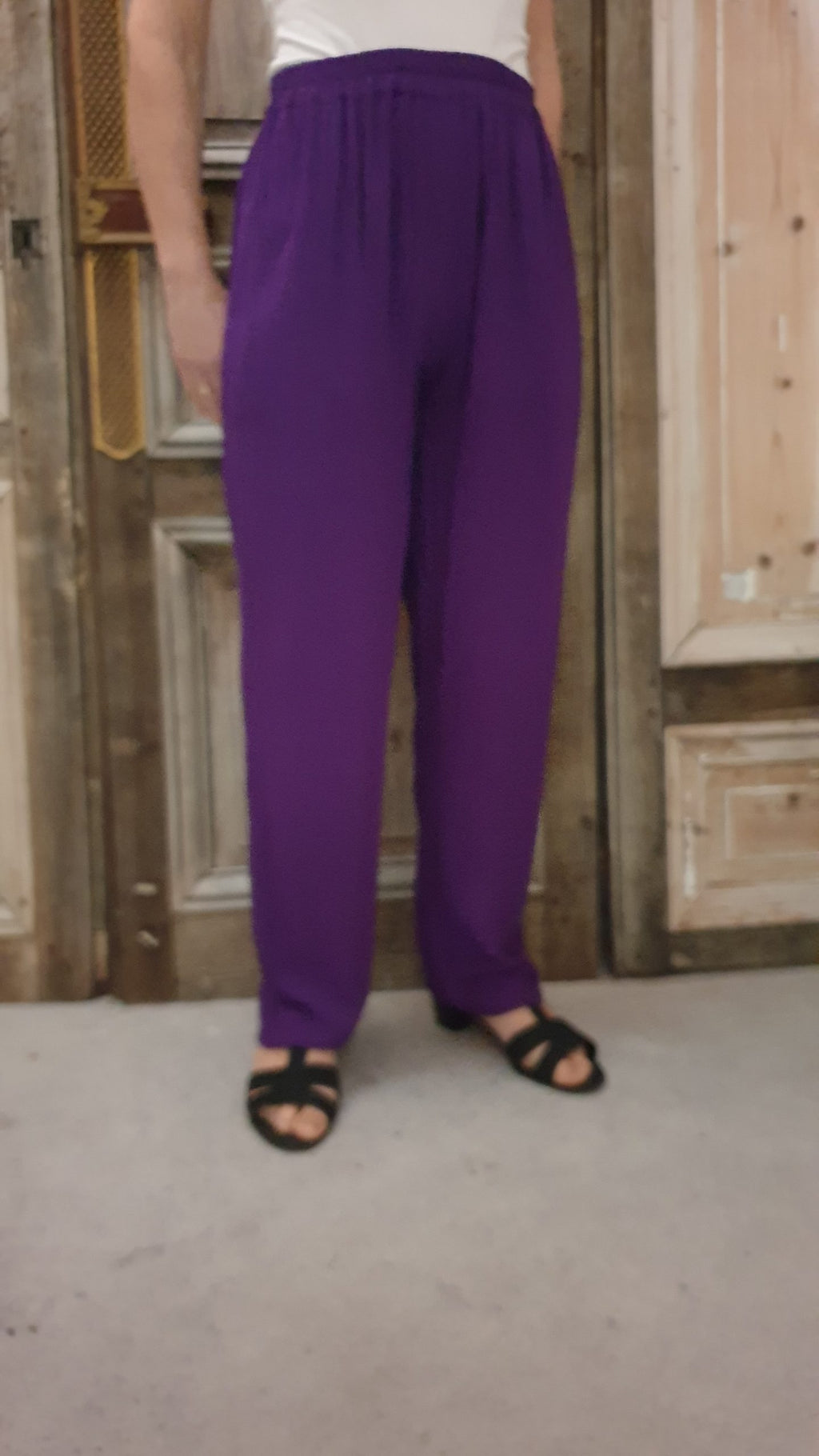 Angel Circle - Broek Crincle viscose paars - 3XL*