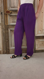 Angel Circle - Broek Crincle viscose paars - 3XL*