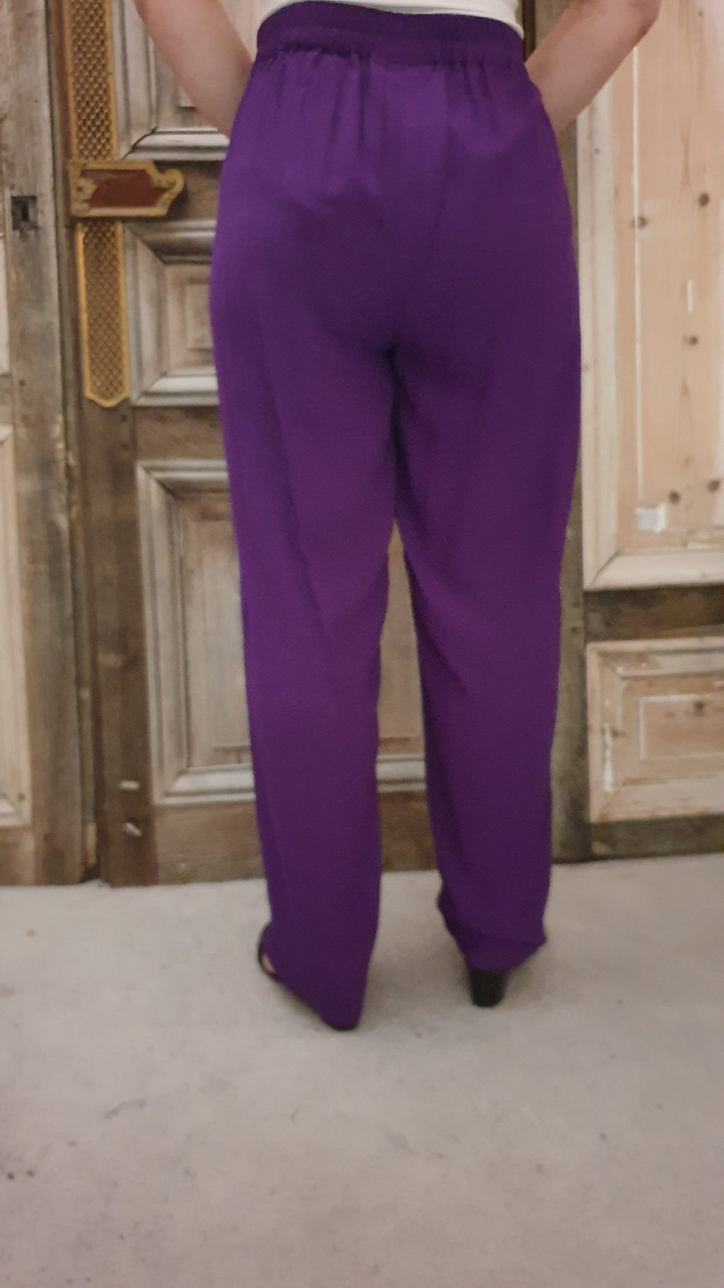 Angel Circle - Broek Crincle viscose paars - 3XL*