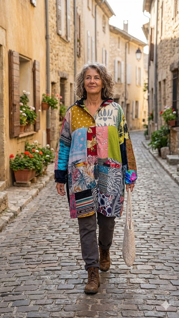 Normal Crazy - Jas Big A-Line Patchwork met Capuchon tussenjas