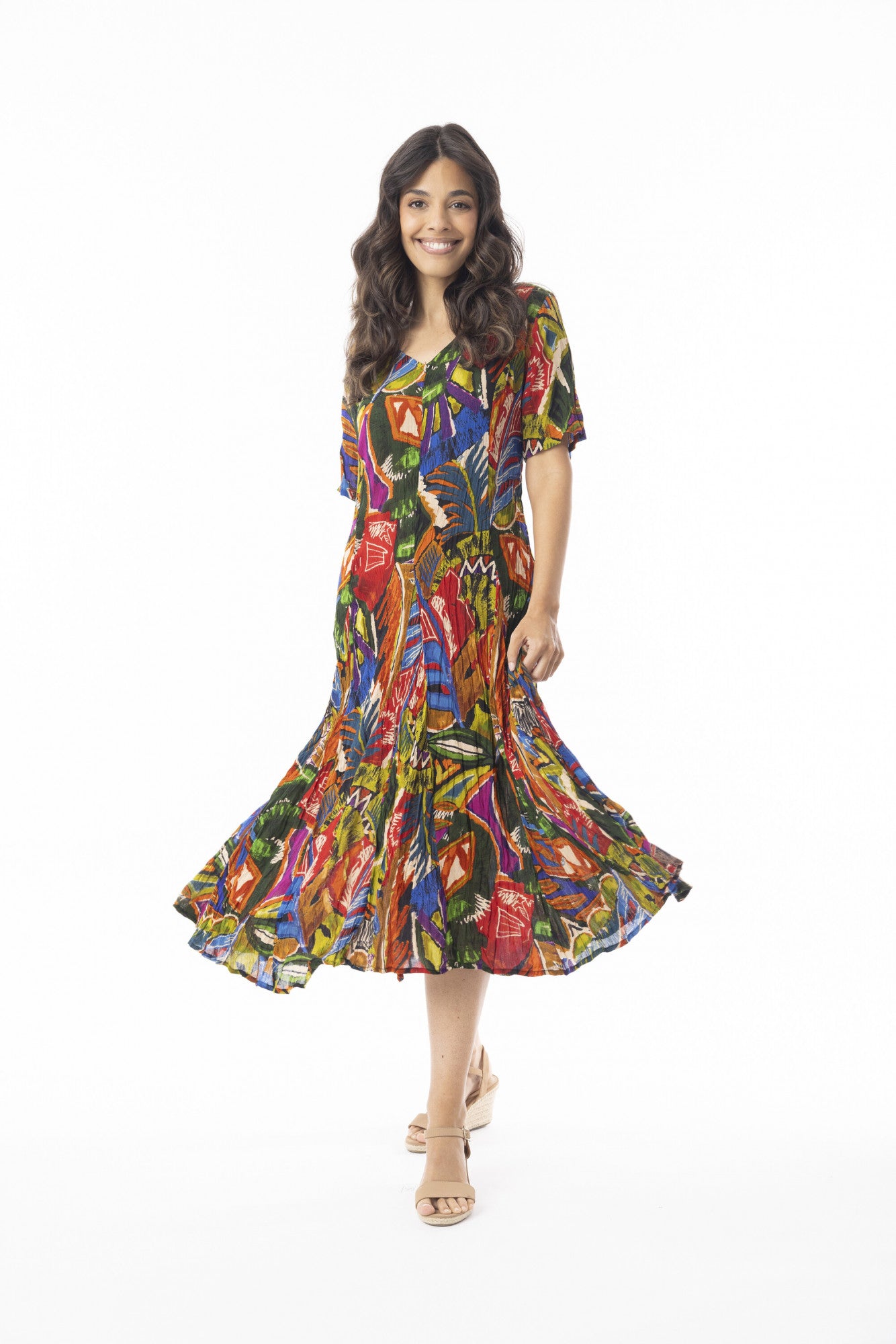 ORIENTIQUE - Torgua jurk Godet 91257 - Print