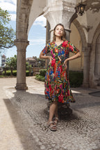 ORIENTIQUE - Torgua jurk Godet 91257 - Print