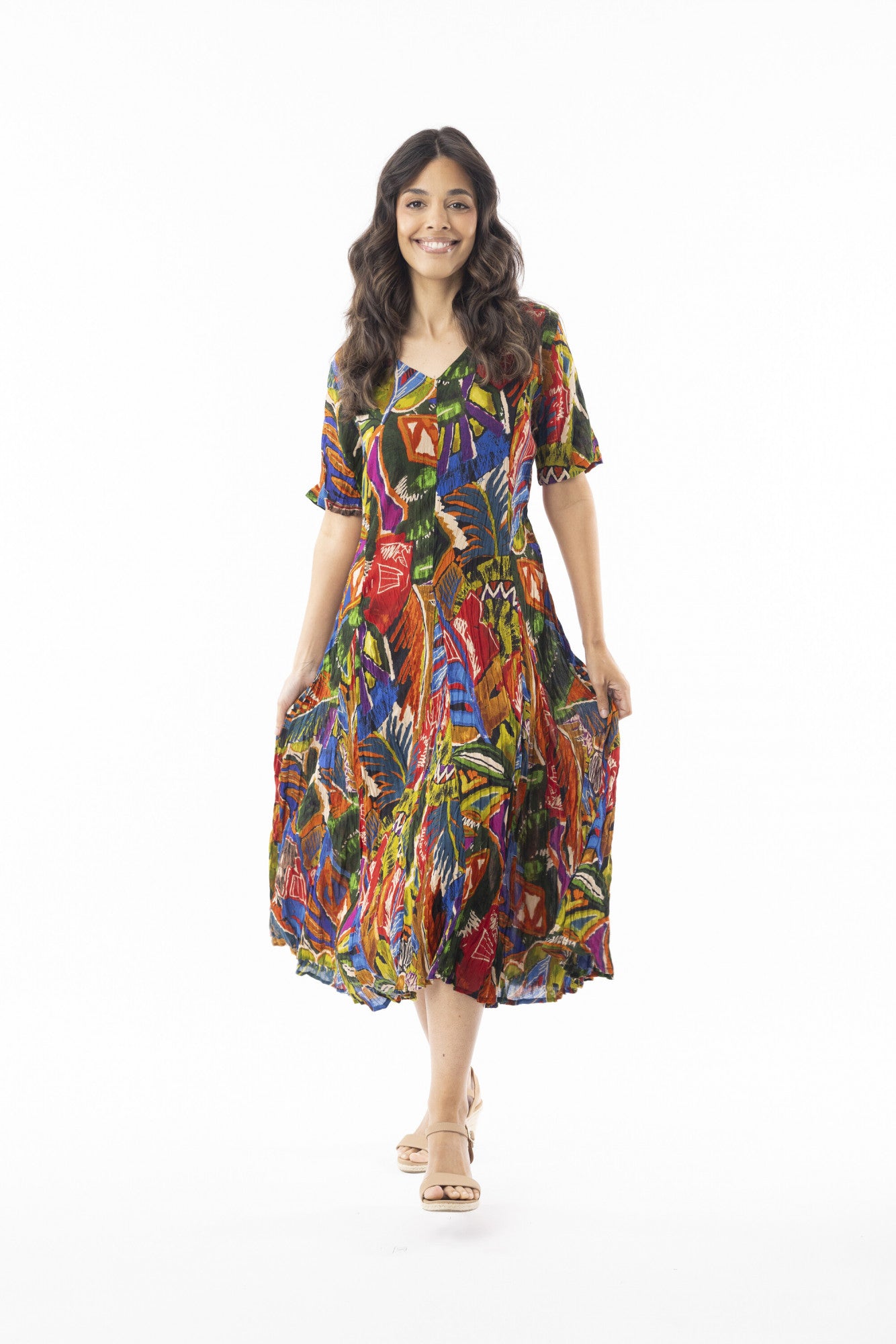 ORIENTIQUE - Torgua jurk Godet 91257 - Print