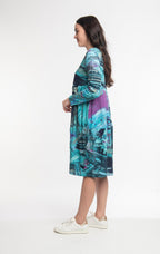 ORIENTIQUE - Jurk Bubbles - Stones-Teal* - Maat XS en S