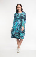 ORIENTIQUE - Jurk Bubbles - Stones-Teal* - Maat XS en S