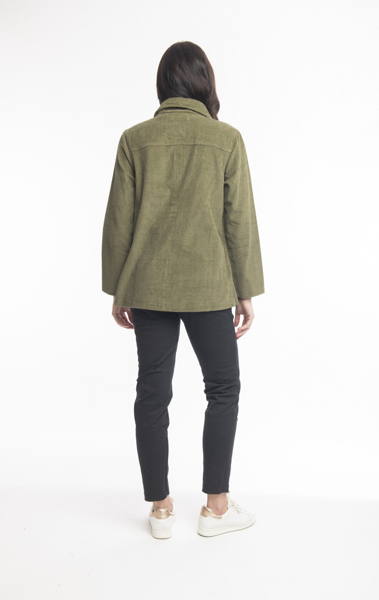 ORIENTIQUE - corduroy kort tussenjas - Olive*