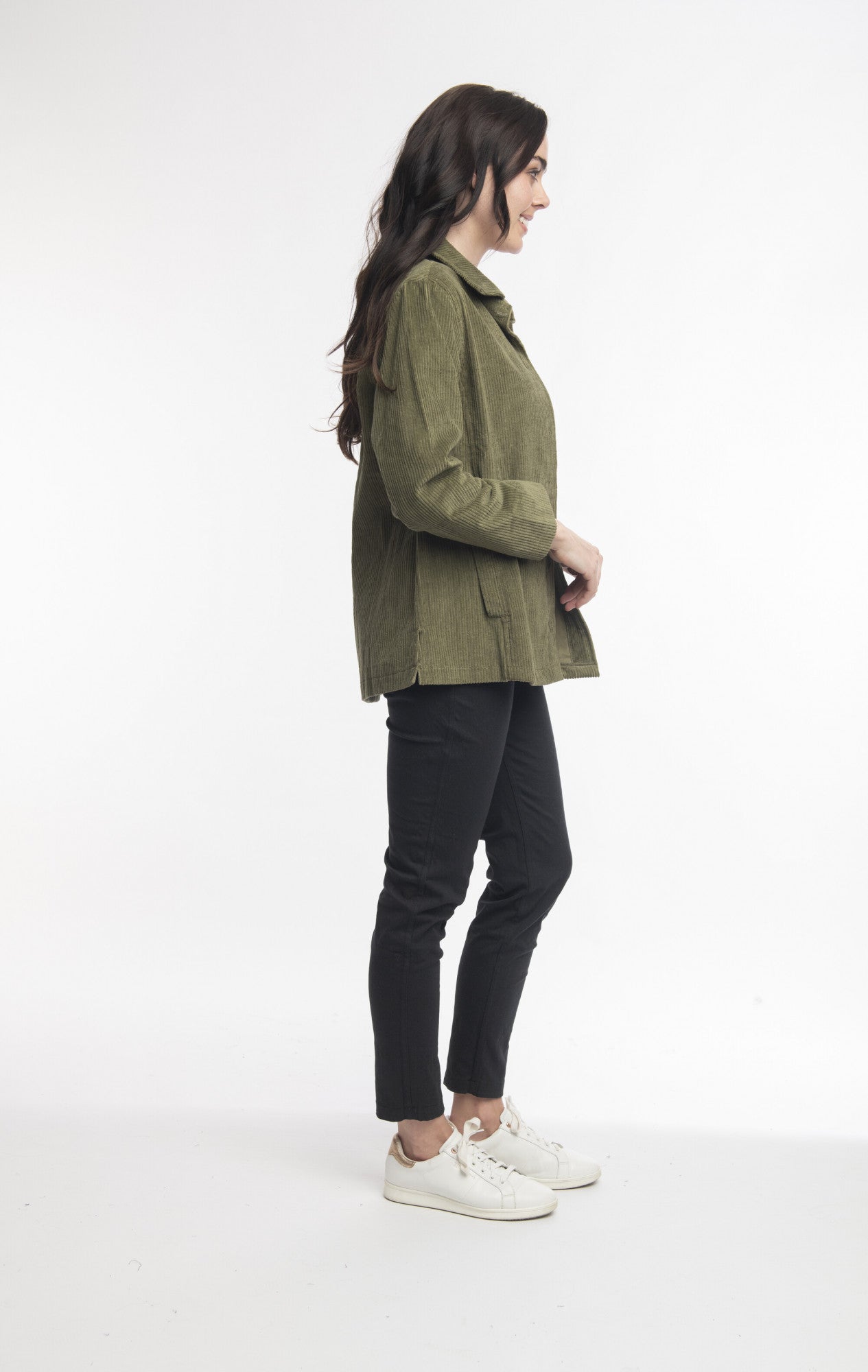 ORIENTIQUE - corduroy kort tussenjas - Olive*