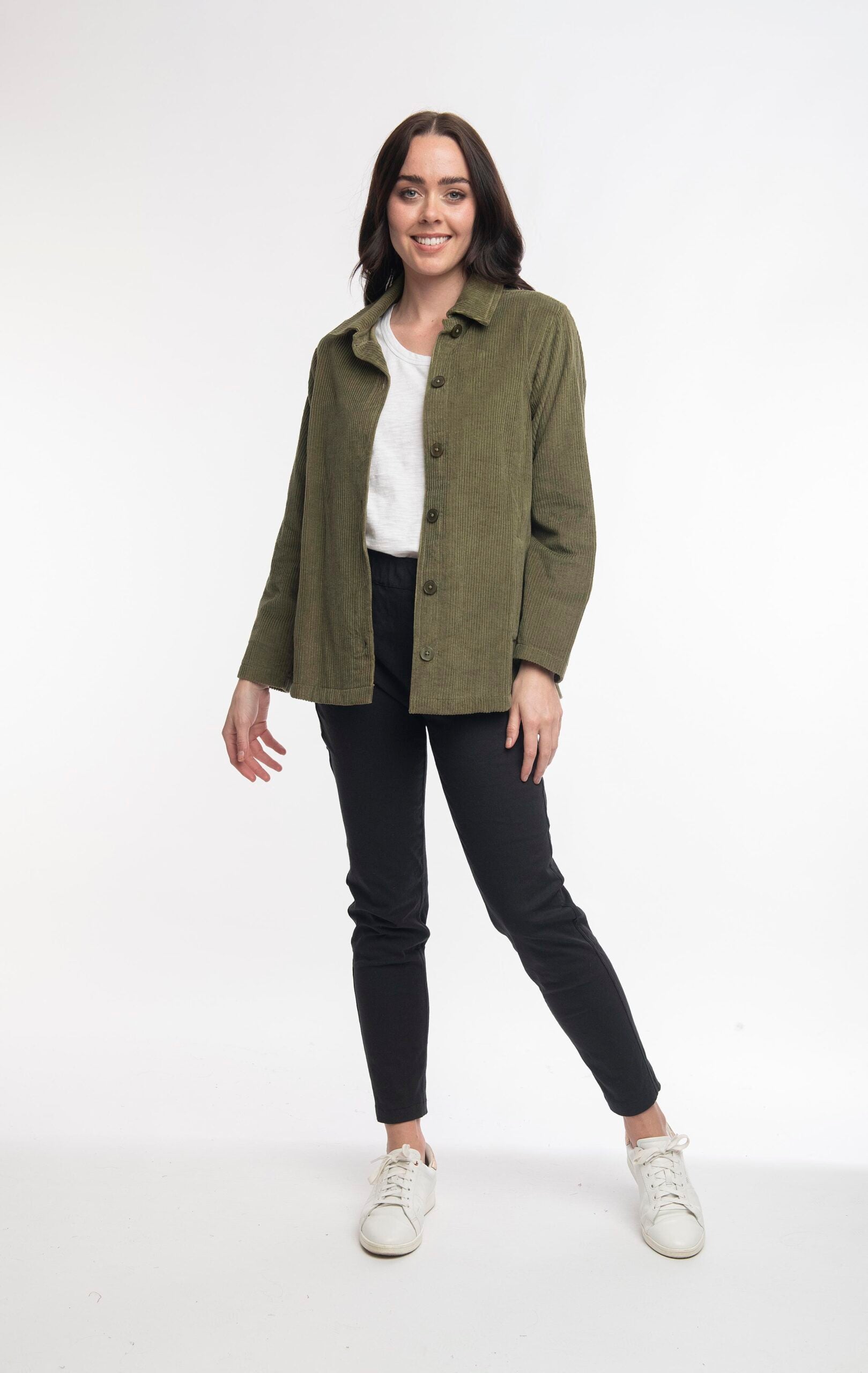ORIENTIQUE - corduroy kort tussenjas - Olive*