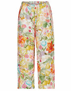 HIMALAYA - Linnen broek Saluki wit met bloem patroon