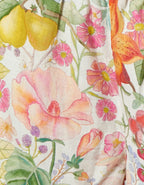 HIMALAYA - Linnen broek Saluki wit met bloem patroon