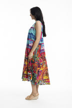 ORIENTIQUE - Ocampo mouwloze jurk met V-hals - Print#