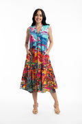 ORIENTIQUE - Ocampo mouwloze jurk met V-hals - Print#