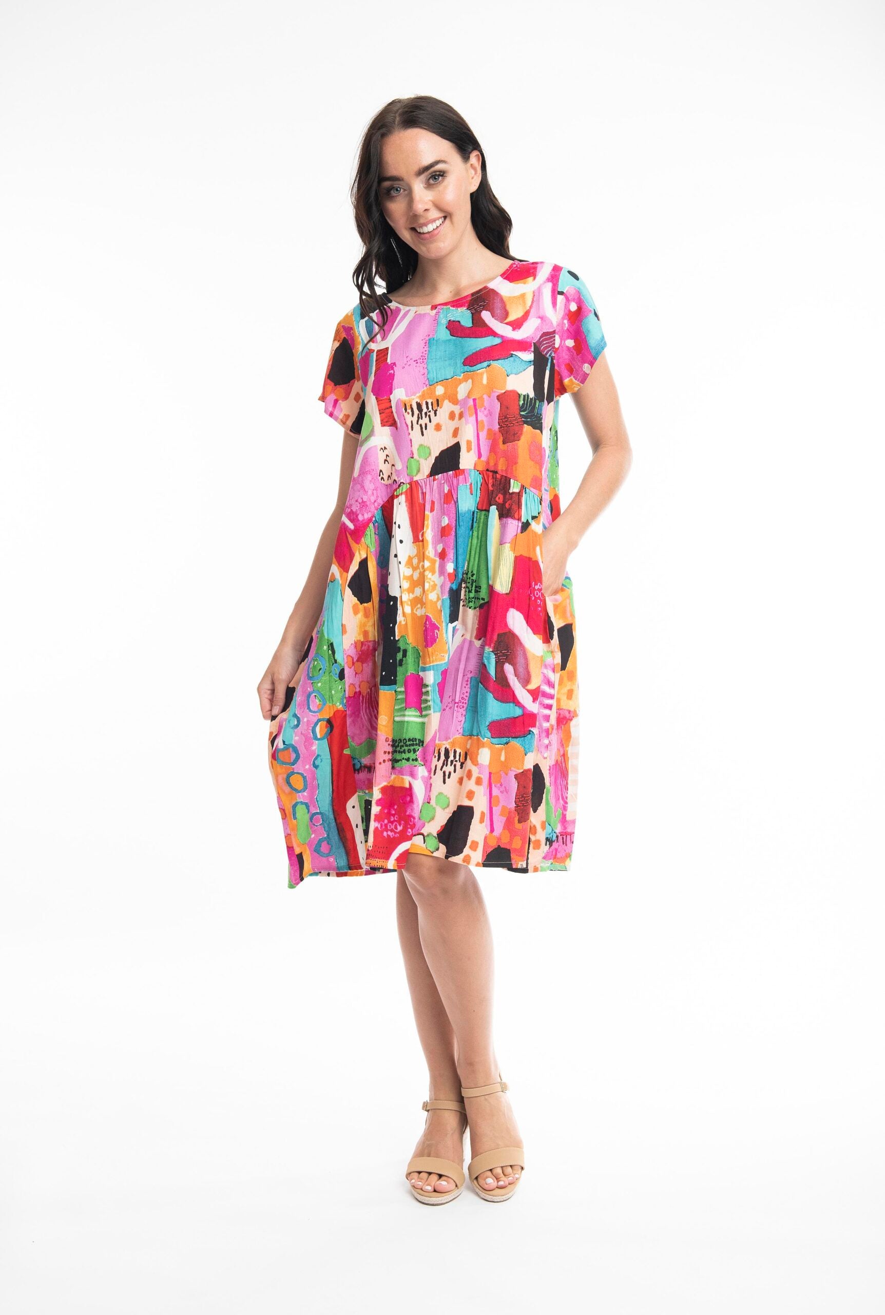 ORIENTIQUE - Jurk Alanya Bubble 3100 - Pink* - Maat 38