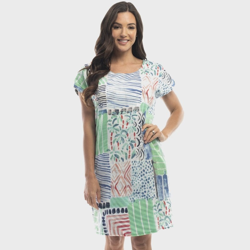 ORIENTIQUE - Katoenen "Reversible" jurk Alberobello - Maat XS