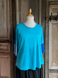 Geesje Sturre - Shirt 100% linnen - Turkoois/Kobalt - Maat XL
