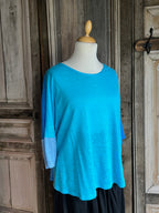 Geesje Sturre - Shirt 100% linnen - Turkoois/lichtblauw