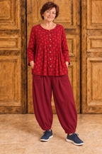 Normal Crazy -  Blouse New Moza lange mouw - Rood met stippen