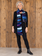 lIz &joe sjaal  zacht stretch fluweel S425N blauw grijs paars zwart