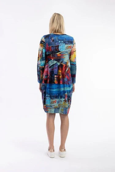 ORIENTIQUE - Printed Jurk Bubbles - Night Boats