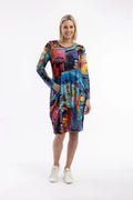 ORIENTIQUE - Printed Jurk Bubbles - Night Boats