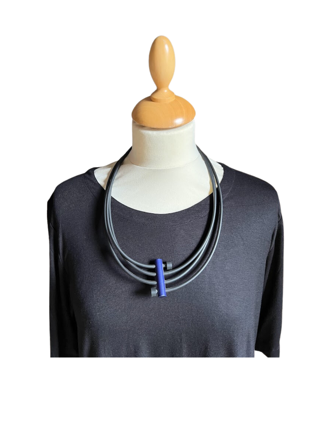 Tjonge Jonge Sieraden - Collier rubber met blauw