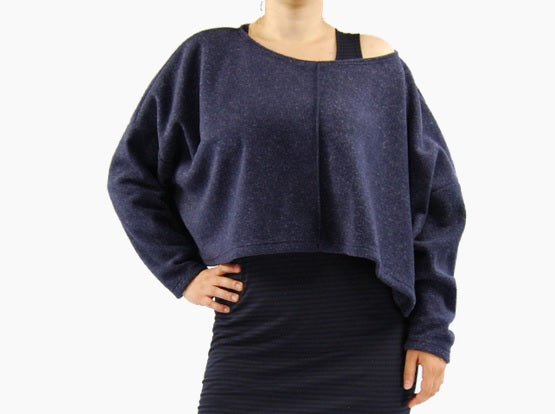 Boris - Trui kort fleece mêlee uni + print -  nr. 6115 Rood