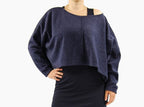 Boris - Trui kort fleece mêlee uni + print -  nr. 6115 Rood