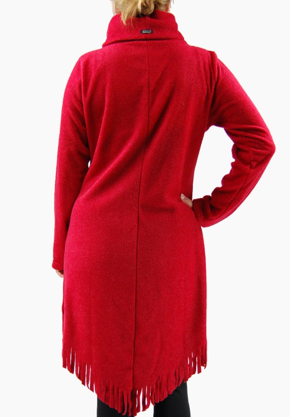 Boris - fleecetrui / jurk franjes - 6130 Rood