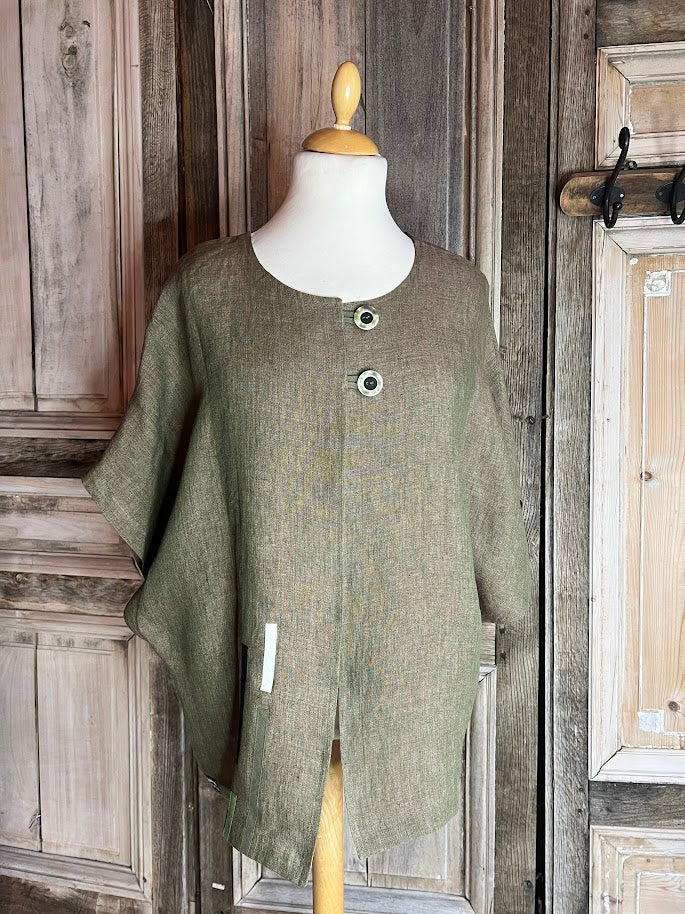 Geesje Sturre - Linnen Jasje 616951 - Olijf groen 48