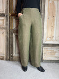 Geesje Sturre - Linnen broek - Gemêleerd Olijf groen