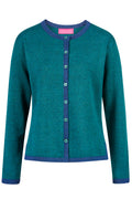 Himalaya vest Noa in donkergroen met blauwe contrastboorden