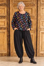 Normal Crazy - Blouse Botton  3 lange mouw - Zwart