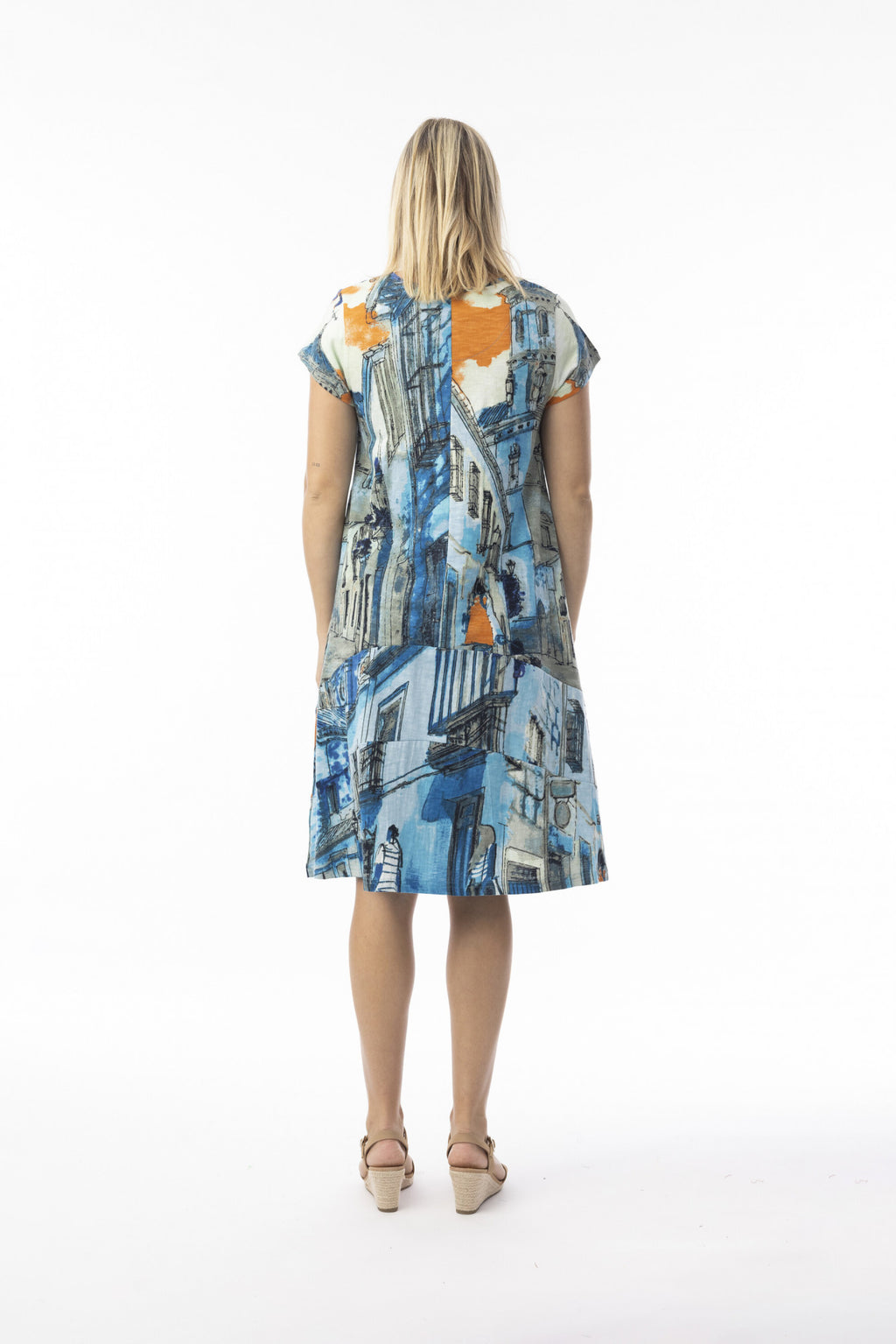 ORIENTIQUE - Jurk Shift Flair Crew - 20152TB - Tower Blue