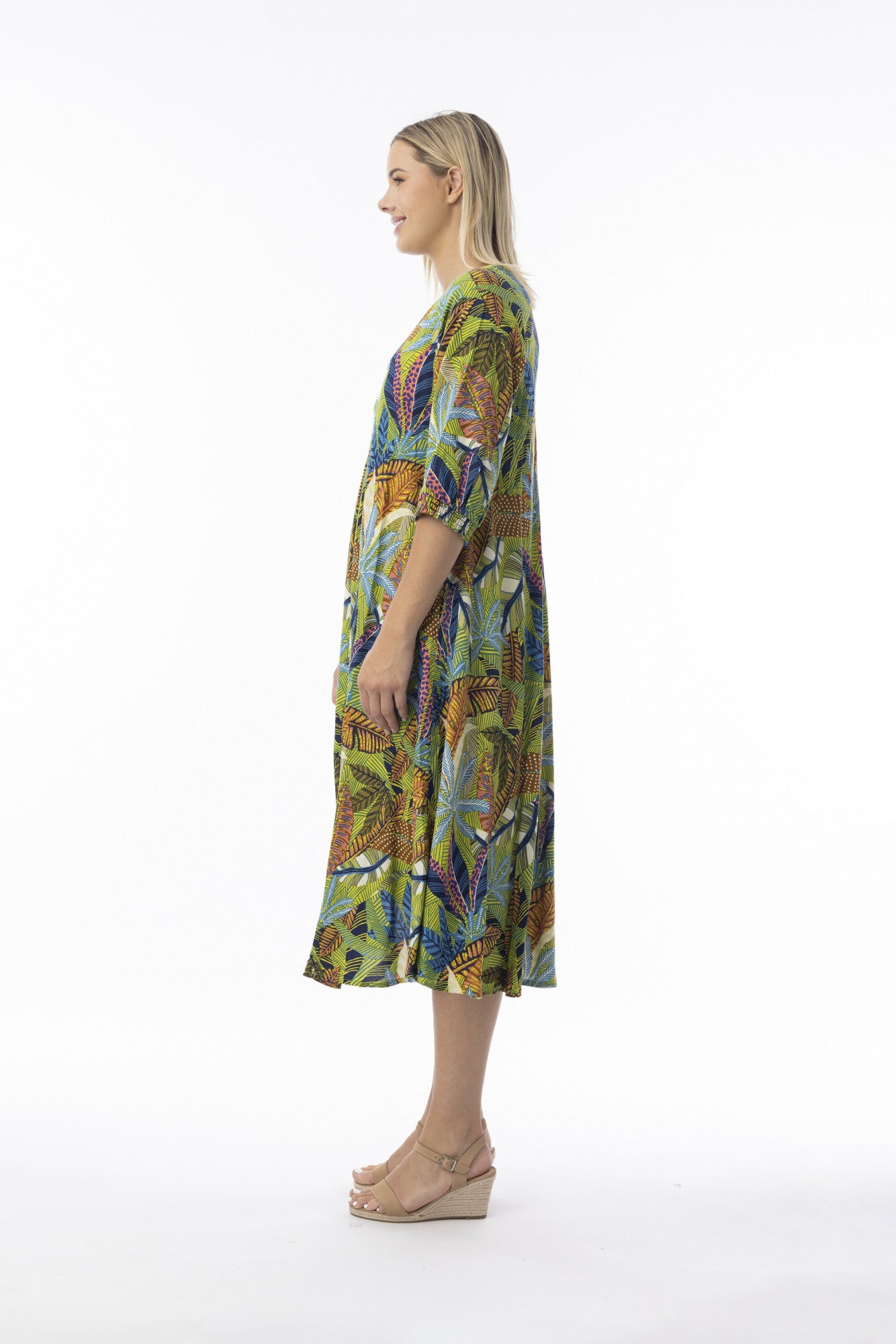 ORIENTIQUE - Tayrona jurk met V-hals 61752 - Tower Blue