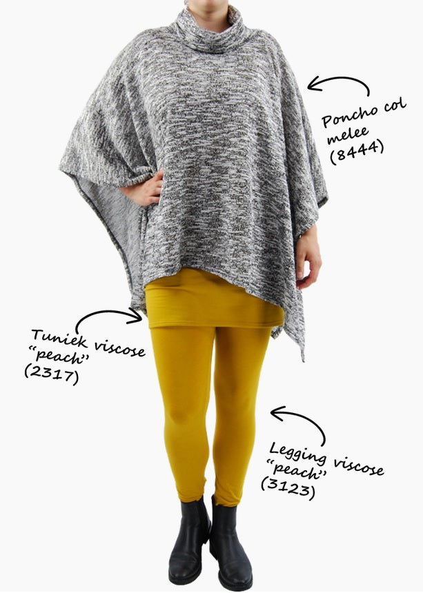 Boris - Poncho col zwart wit mêlee - nr. 8444
