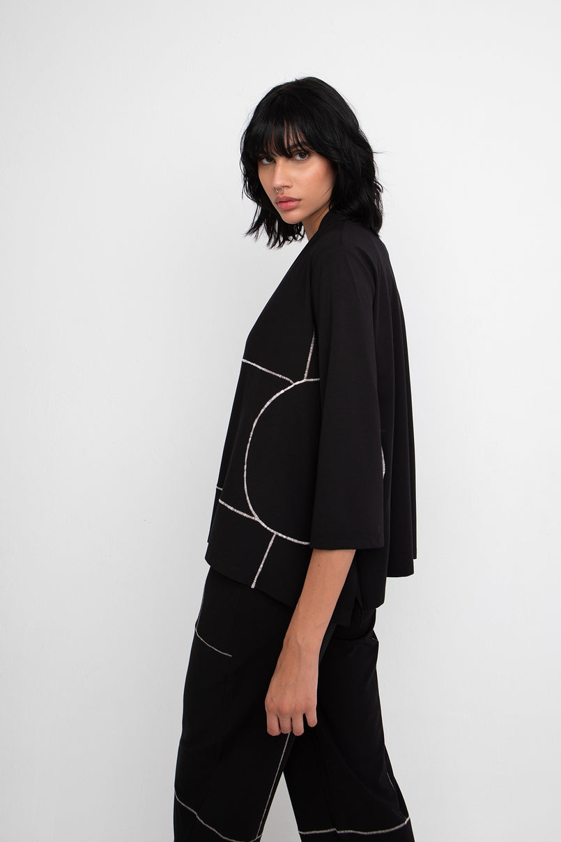 Ozai N Ku - vest met contrasterende stiksels - Black