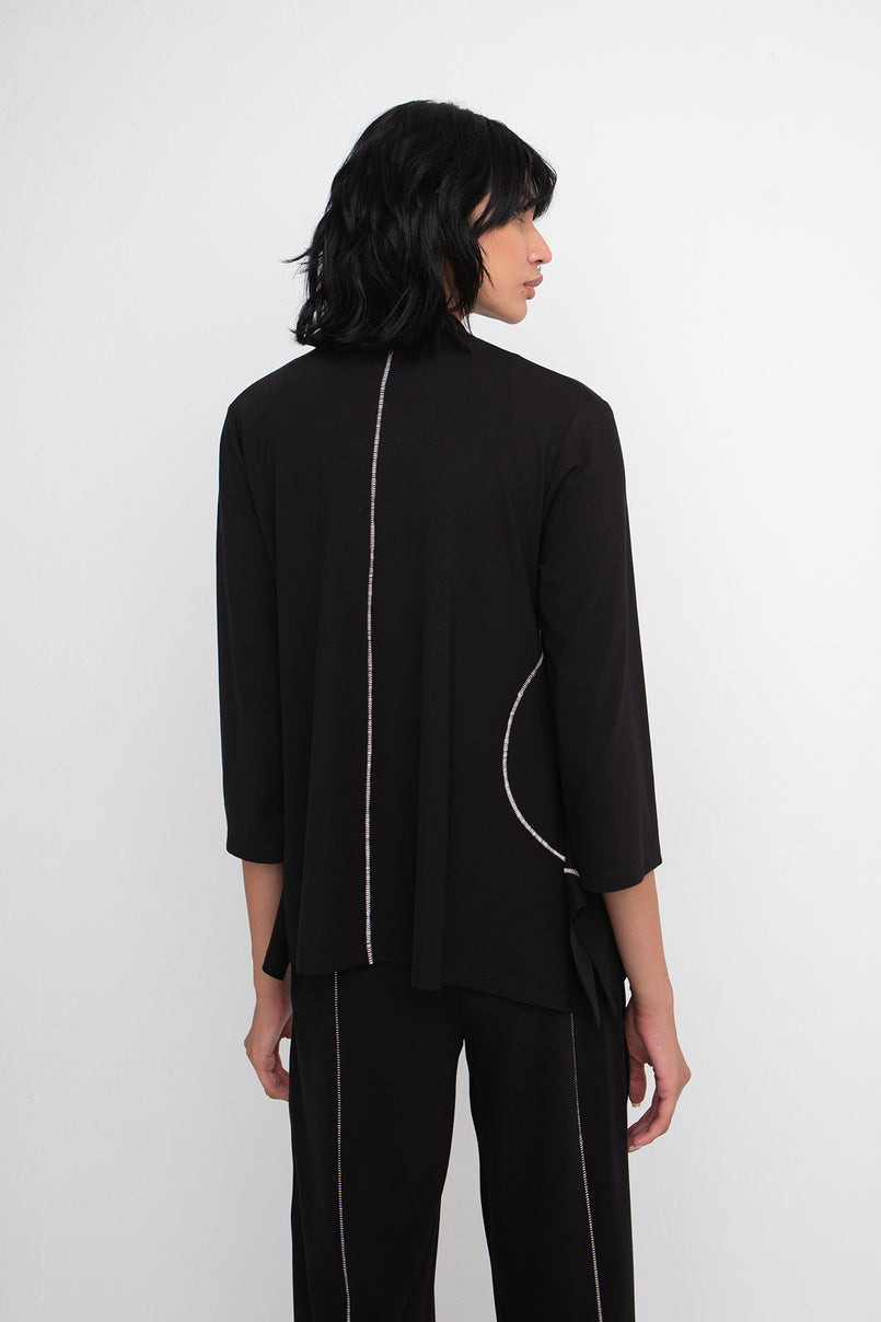 Ozai N Ku - vest met contrasterende stiksels - Black