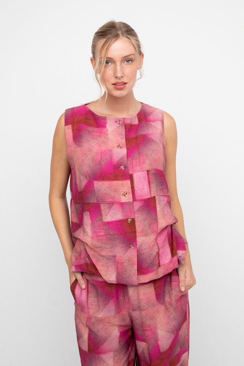 Ozai N Kü - Mouwloze top Reflection 860704 - Fuchsia/Roze/Magenta