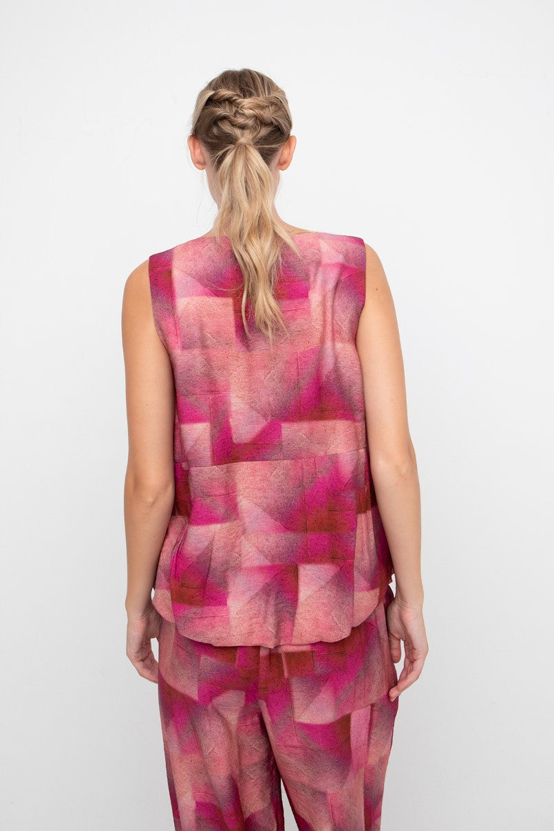 Ozai N Kü - Mouwloze top Reflection 860704 - Fuchsia/Roze/Magenta