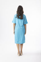 ORIENTIQUE - Linnen Essentials jurk 61766 - Aqua