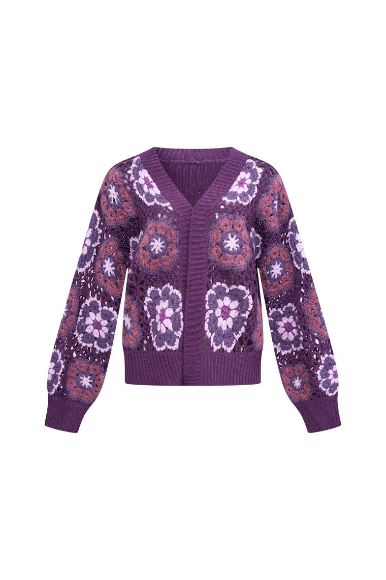 HeArt - Flores gehaakt vest PLP - Purple